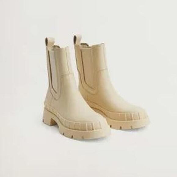 MNG by Mango Shoes - MNG by Mango Slip On Leather Boots With Track Sole Off White Womens Size 36 US 6